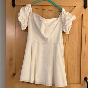 Amanda Uprichard White Puff Sleeve Mini Dress